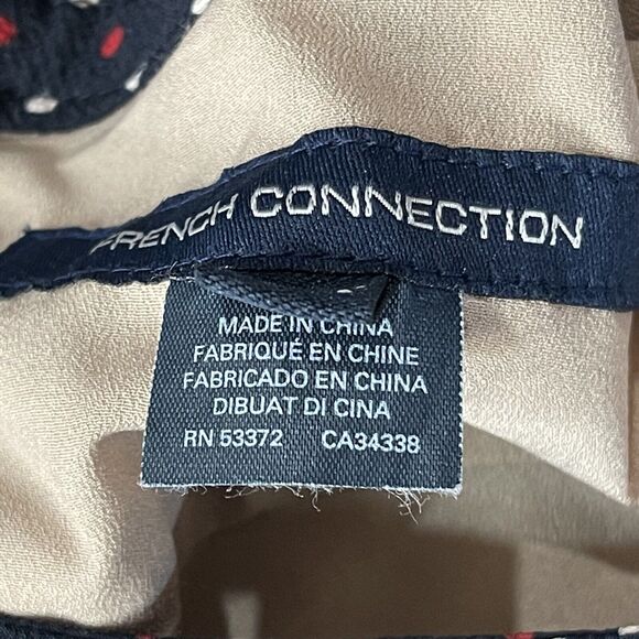 French Connection SZ 6 Phoebe Dress Mix-Lace Polka Dot Round Neck Pleated Mini - Picture 11 of 13